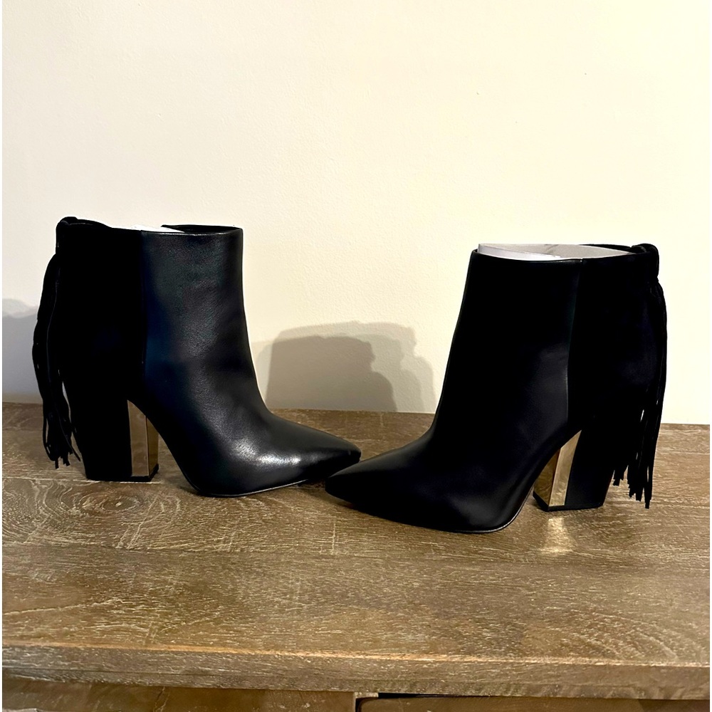 Sam Edelman Leather and Suede Boots with Fringes (Size 8.5)